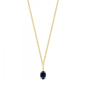 Collier plaqué or avec pierre ovale bleue