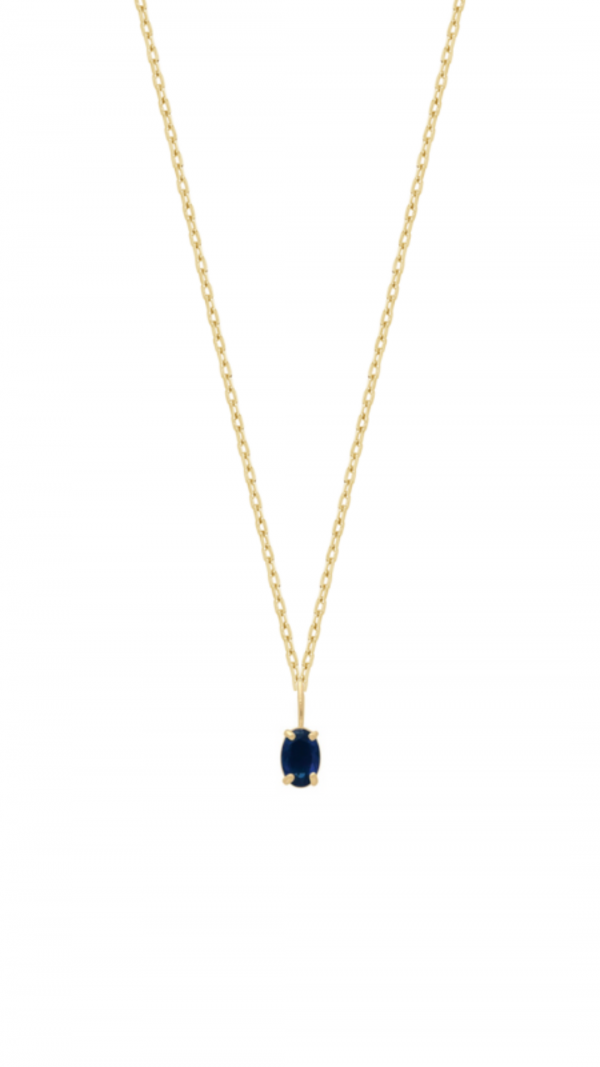 Collier plaqué or avec pierre ovale bleue