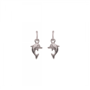 Boucles d'oreilles en forme de dauphin en or gris.