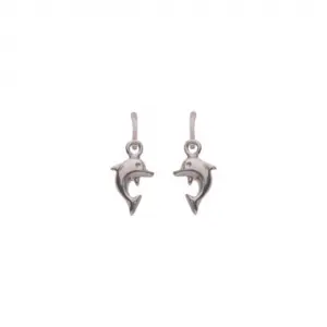 Boucles d'oreilles en forme de dauphin en or gris.
