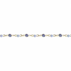 Bracelet plaqué or et perles bleues en cristaux Swarovski