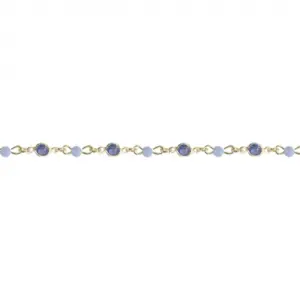 Bracelet plaqué or et perles bleues en cristaux Swarovski