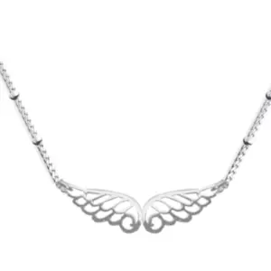 Collier en argent rhodié 925 millièmes d'une paire d'ailes et de perles sur la chaîne.