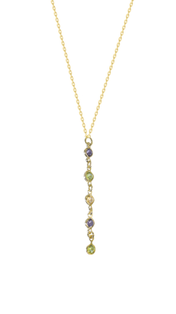 Collier plaqué or et pierres multicolores en cristaux ronds Swarovski.