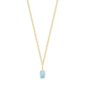 Collier plaqué or avec une pierre ovale turquoise