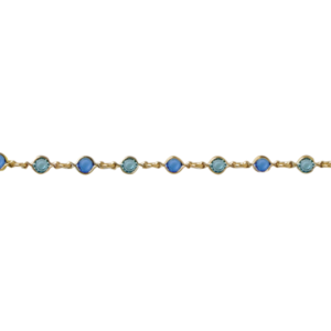 Bracelet plaqué or et  cristaux bleus Swarovski.