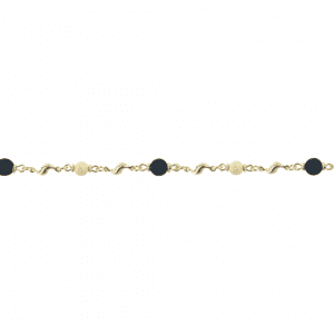 Bracelet plaqué or avec des perles dorées et noires