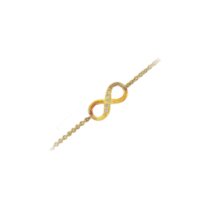 Bracelet de l'infini plaqué or couvert de strass.