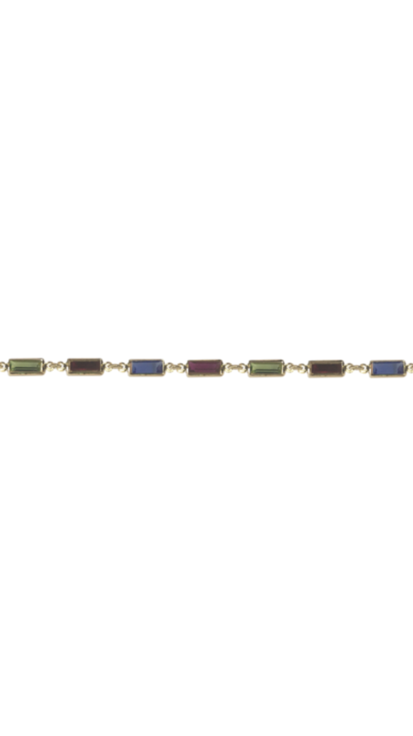 Bracelet plaqué or et cristaux rectangulaires multicolores Swarovski