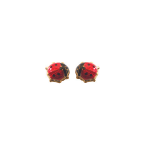 Boucles d'oreilles pour enfants en or jaune 9 carats en forme de coccinelles.