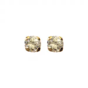Boucles d'oreilles en or jaune 4 griffes et pierre oxyde de zirconium.