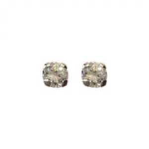 Boucles d'oreilles en or gris 4 griffes et pierre oxyde de zirconium.