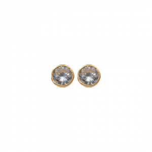 Boucles d'oreilles rondes en or jaune et pierres en oxydes de zirconium.