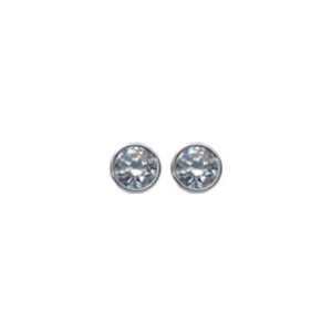 Boucles d'oreilles rondes en or gris et pierres en oxydes de zirconium.