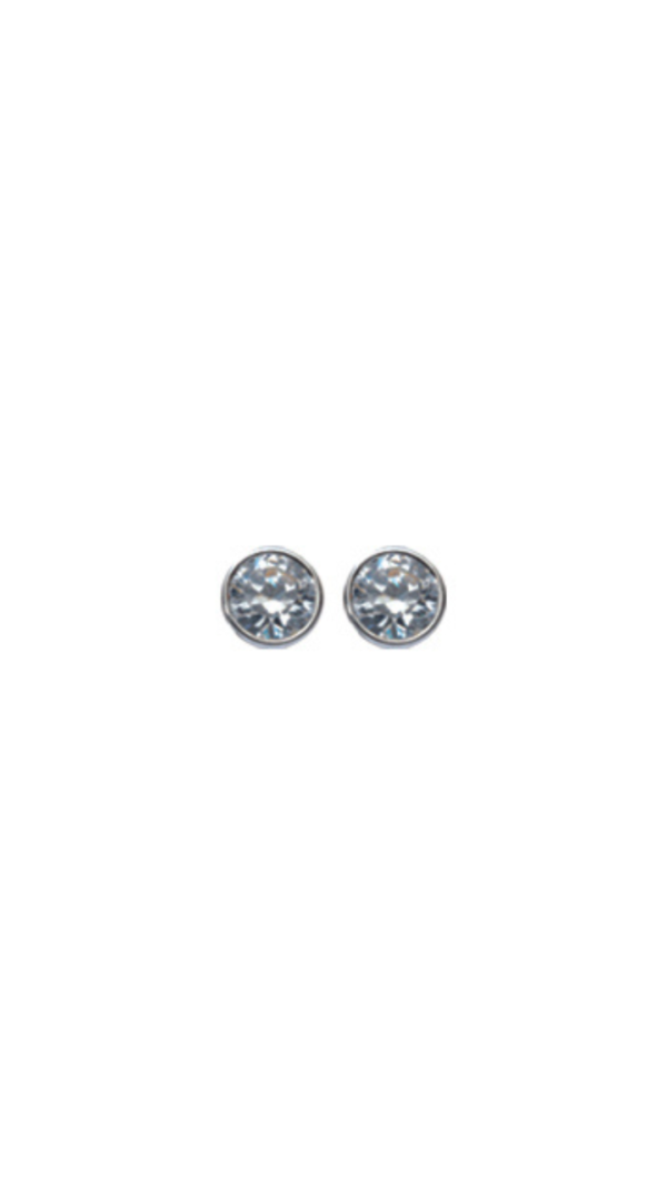 Boucles d'oreilles rondes en or gris et pierres en oxydes de zirconium.