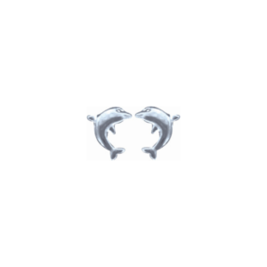 Boucles d'oreilles pour enfants en argent rhodié 925 millièmes en forme de dauphins.