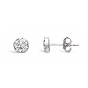 Boucles d'oreilles en argent rhodié 925 millièmes rondes et strass blancs.