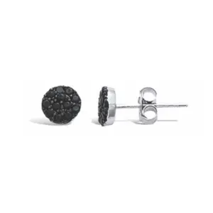 Boucles d'oreilles en argent et strass noirs