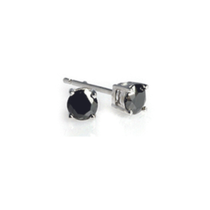 Boucles d'oreilles en argent rhodié 925 millièmes avec des pierres noires en oxyde de zirconium de 4mm.