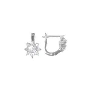 Boucles d'oreilles en argent rhodié 925 millièmes avec pierres en oxyde blanches en forme d'étoiles.