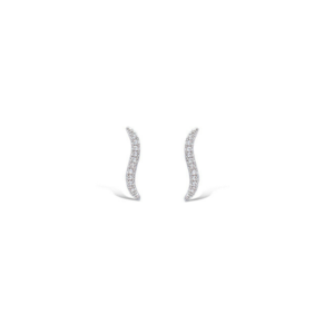 Boucles d'oreilles en forme de vagues en argent rhodié 925 millièmes couvertes de strass