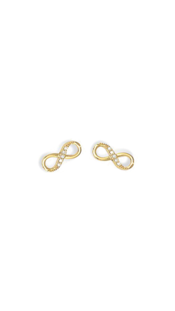 Boucles d'oreilles plaquées or en forme d'infini et couvertes de strass