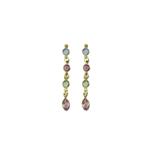 Boucles d'oreilles plaquées or avec cristaux multicolores Swarowski ovales