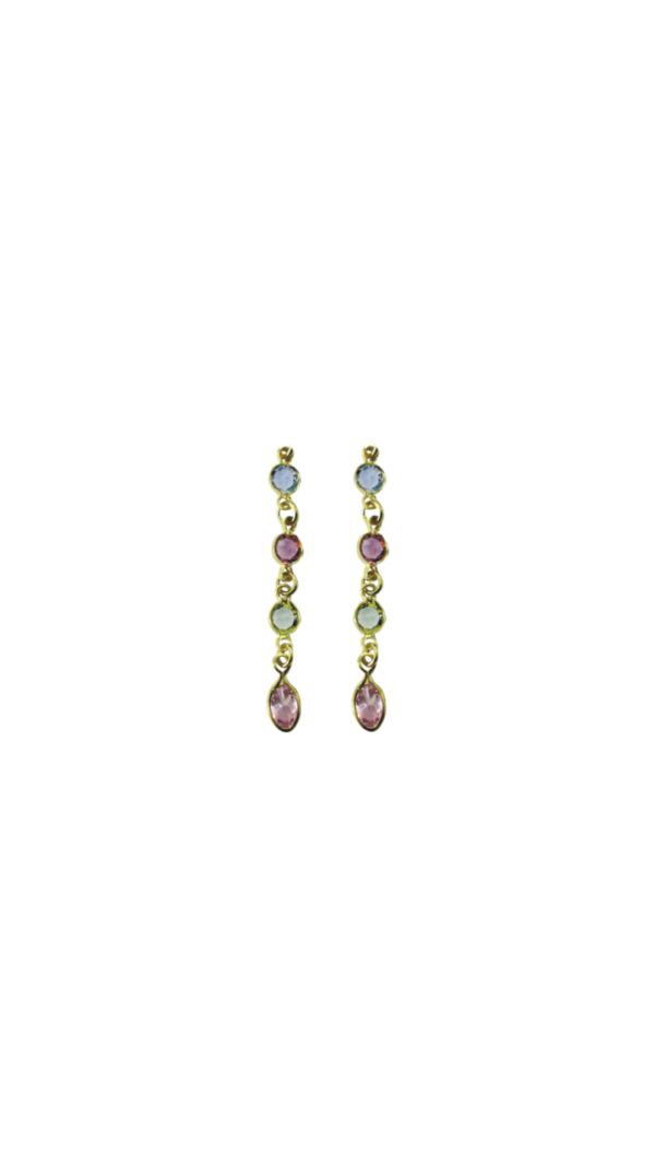 Boucles d'oreilles plaquées or avec cristaux multicolores Swarowski ovales