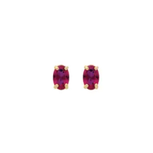 Boucles d'oreilles plaquées or et pierres rouges rubis