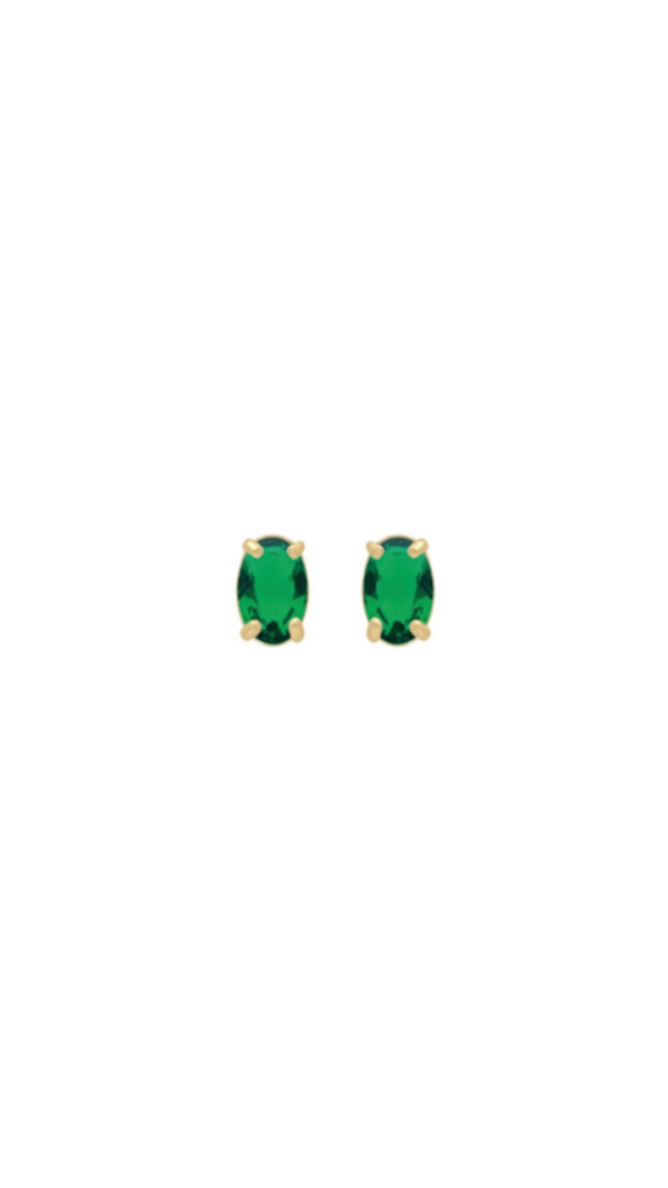 Boucles d'oreilles plaquées or avec des pierres ovales vertes émeraude