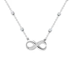 Collier infini en argent rhodié 925 millièmes couvert de strass et perles sur la chaîne