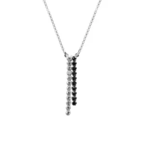 Colliers en argent rhodié 925 millièmes deux pendants aux pierres blanches et noires.