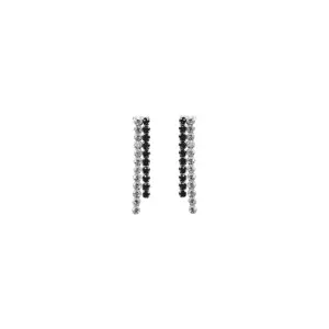Boucles pendantes blanches et noires en argent.