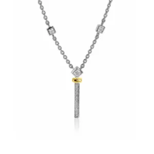 Collier bicolore de la marque Zinzi en argent rhodié 925 millièmes avec pierres blanches et strass.